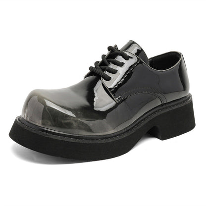 Damen Schnürschuhe Hochglänzend Dicke Sohle Modisch