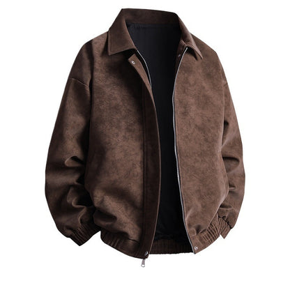 Männer Lederjacke Bomber Modern Lässig Schnitt