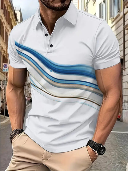 Herren Polohemd Wellenmuster Modern Berlin Style