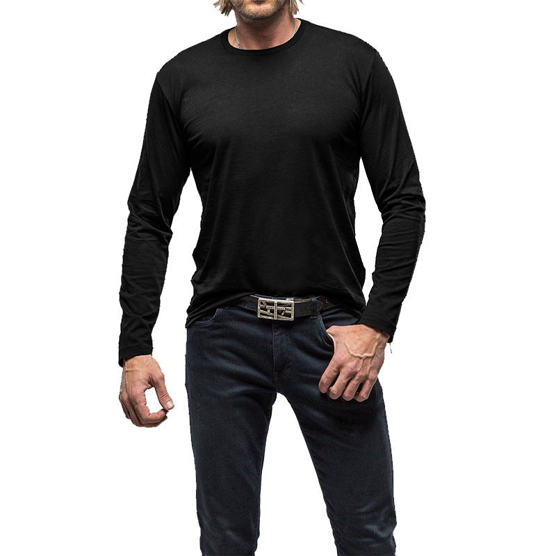 Herren Langarmshirt Weich Baumwolle Komfort Fit