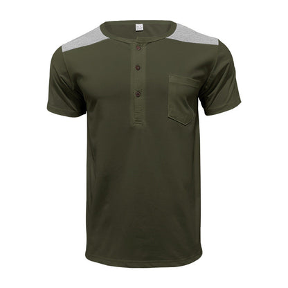 Herren Henley-Shirt Kurzarm mit Kontrastdetails und Brusttasche