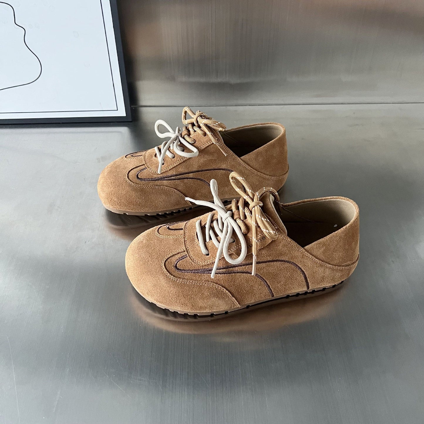 Damen Sneaker Wildleder Modisch Schnürsystem