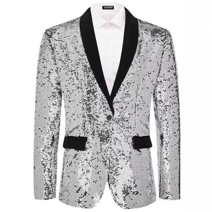 Eleganter Herren Smokingsanzug mit Pailletten und Satinkragen