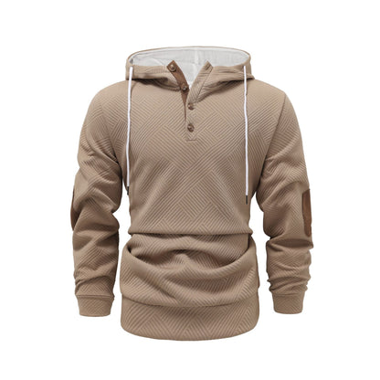Herren Kapuzenpullover Modern mit Struktur und Knöpfen