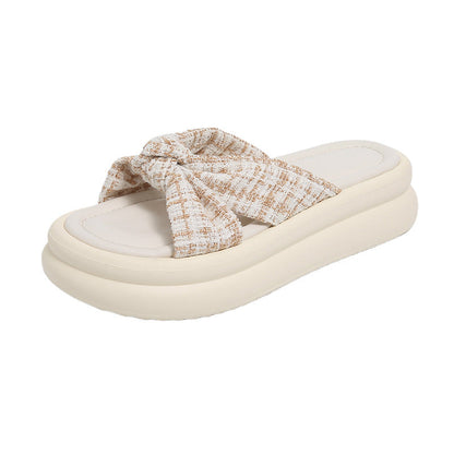 Damen Slippers Bequem mit Schleife Modern Frauen Schuhe