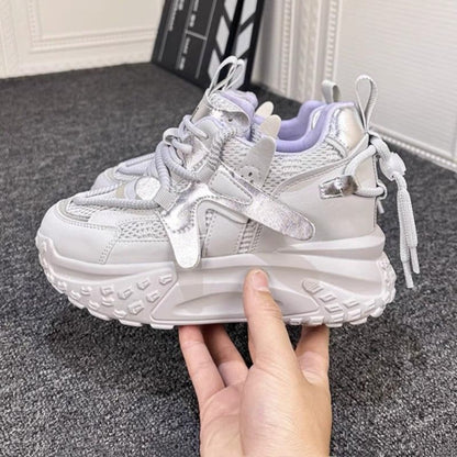 Damen Sneaker Chunky Reflektierend Komfortabel Sportlich