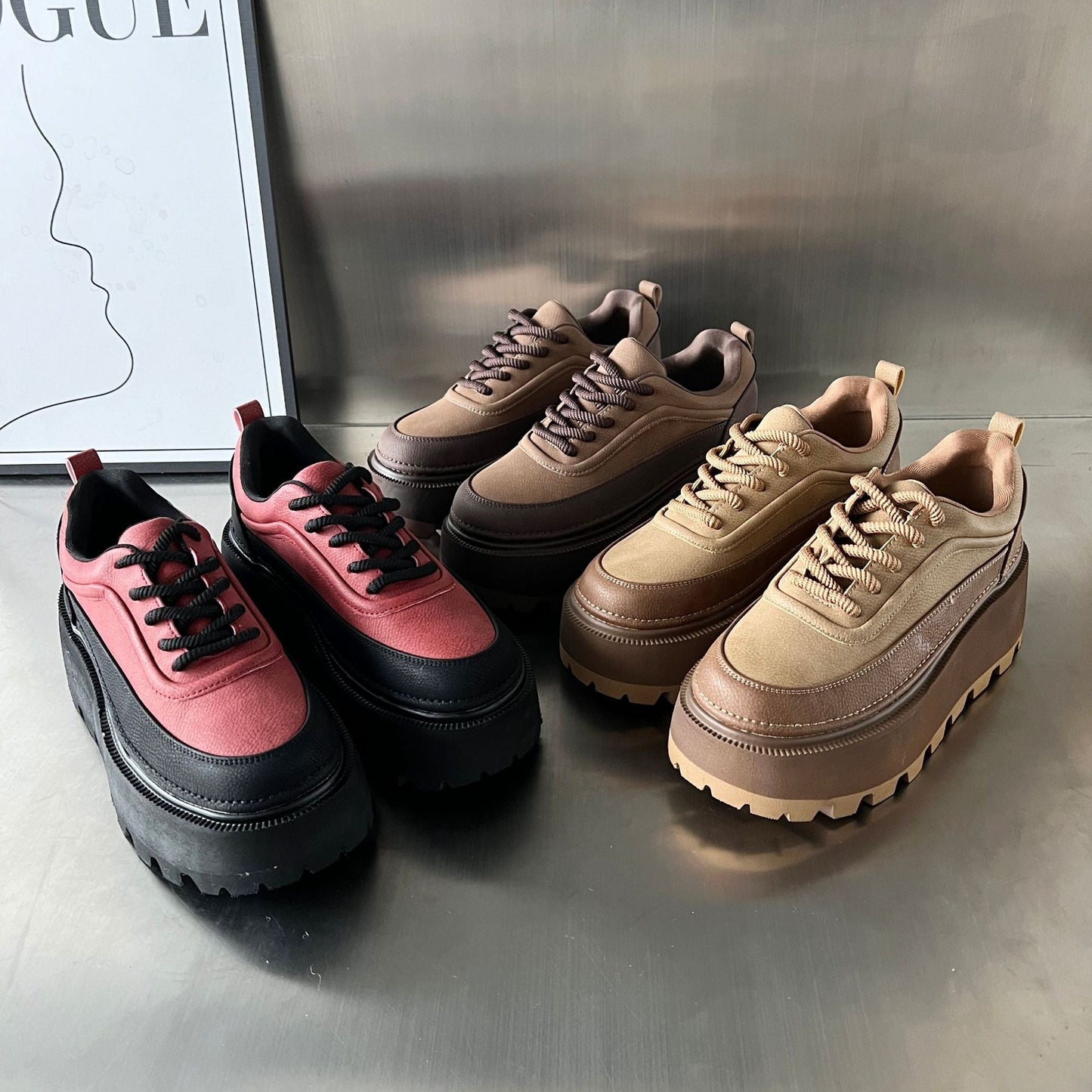 Damen Chunky Sneaker Plateau Rutschfest Komfort Schuhe
