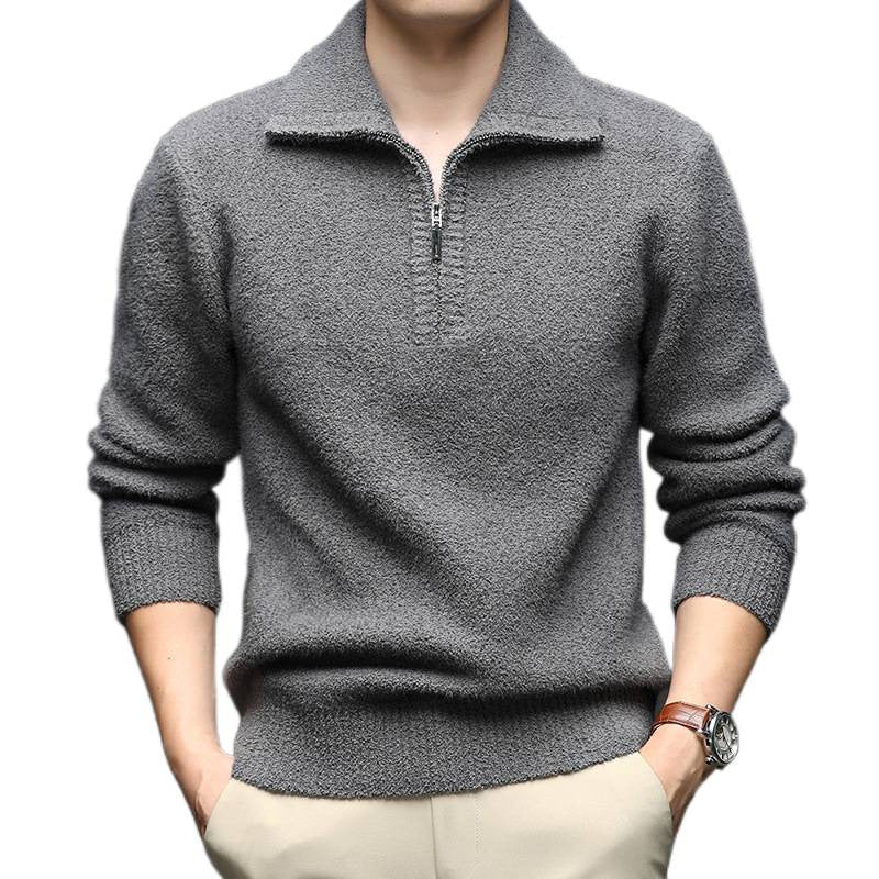 Herren Pullover Reißverschluss Kragen Warm