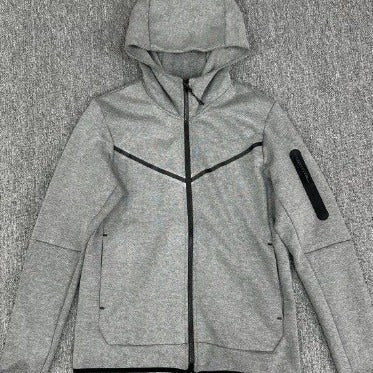 Herren Fleecejacke Sportlich mit Kapuze und Reißverschlusstaschen