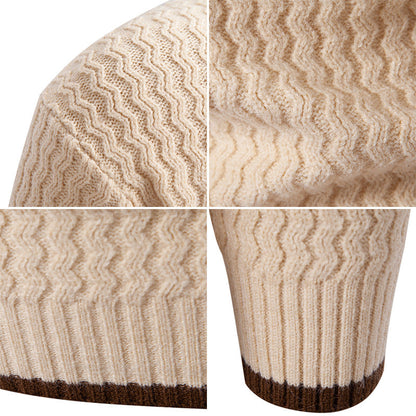 Herren Strickpullover Hochkragen Strukturmuster Modern