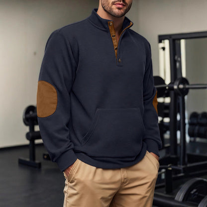 Herren Fleeceshirt Leder Optik Kurzarm Modern