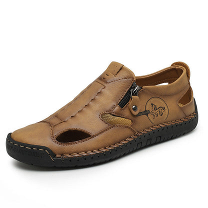 Leder Schuhe Herren Bequem atmungsaktiv Reißverschluss