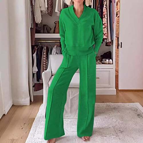 Damen Freizeit-Set Großzügig V-Ausschnitt Trendy