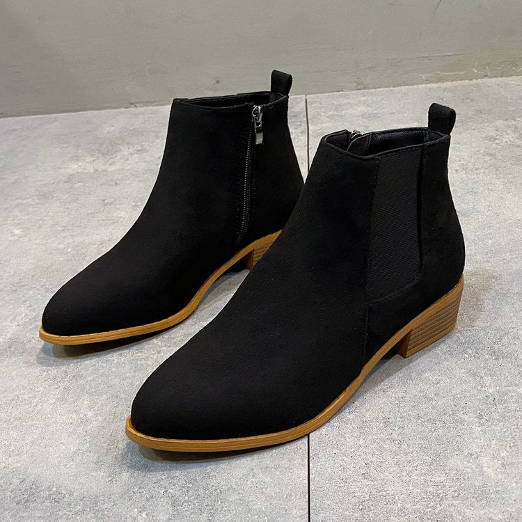 Damen Stiefeletten Elegant Reißverschluss Blockabsatz Komfort