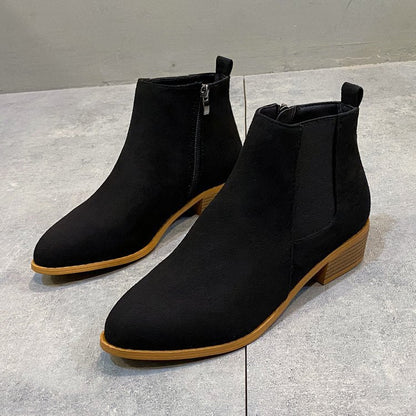 Damen Stiefeletten Elegant Reißverschluss Blockabsatz Komfort