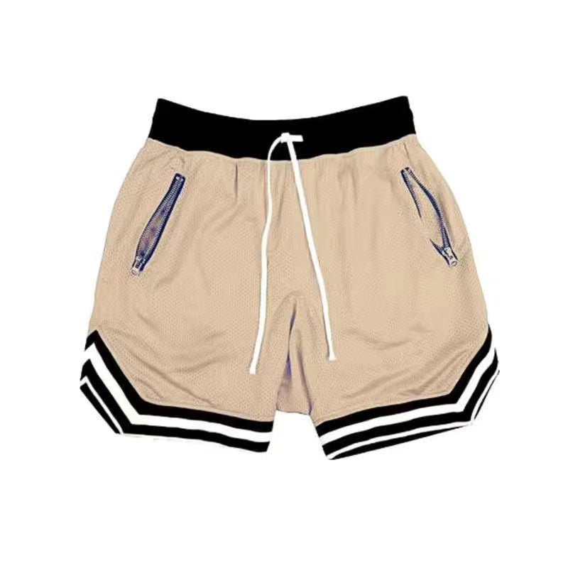Herren Sports Shorts Atmungsaktiv mit Netzdesign und Reißverschlusstaschen