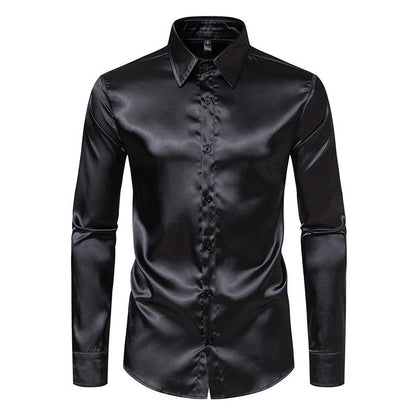 Herren Satinhemd Elegantes mit Klassischem Kragen Glanzfinish