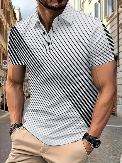 Herren Polohemd Streifenmuster Modern Berlin Style