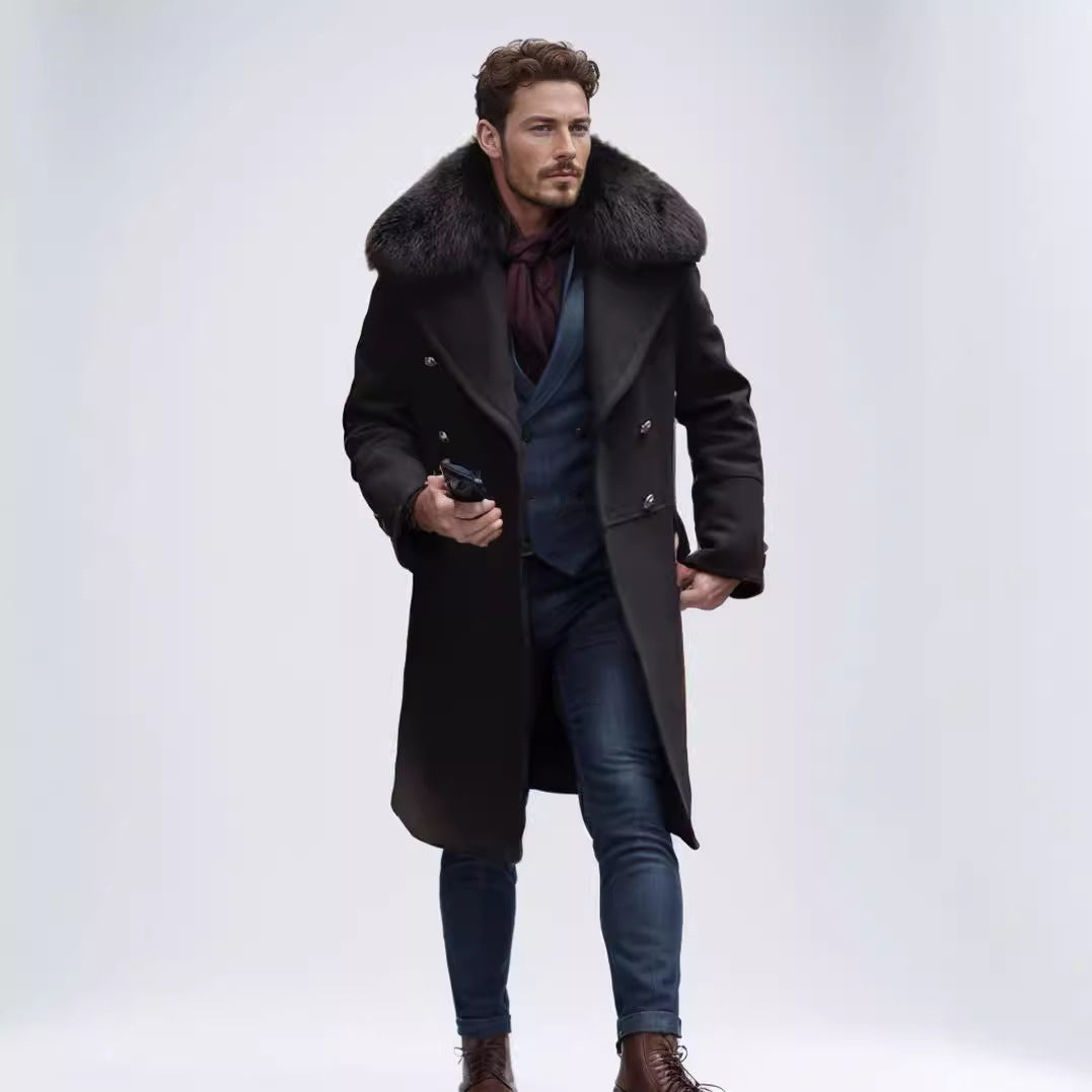 Herren Langmantel Mit Teddykragen Elegante Oberbekleidung