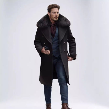 Herren Langmantel Mit Teddykragen Elegante Oberbekleidung