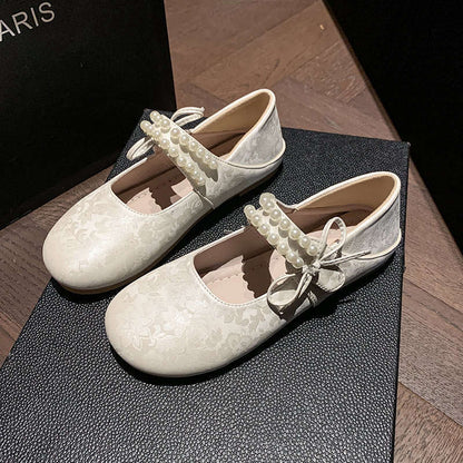 Damen Ballerinas Schuhe Elegante Perlen-details