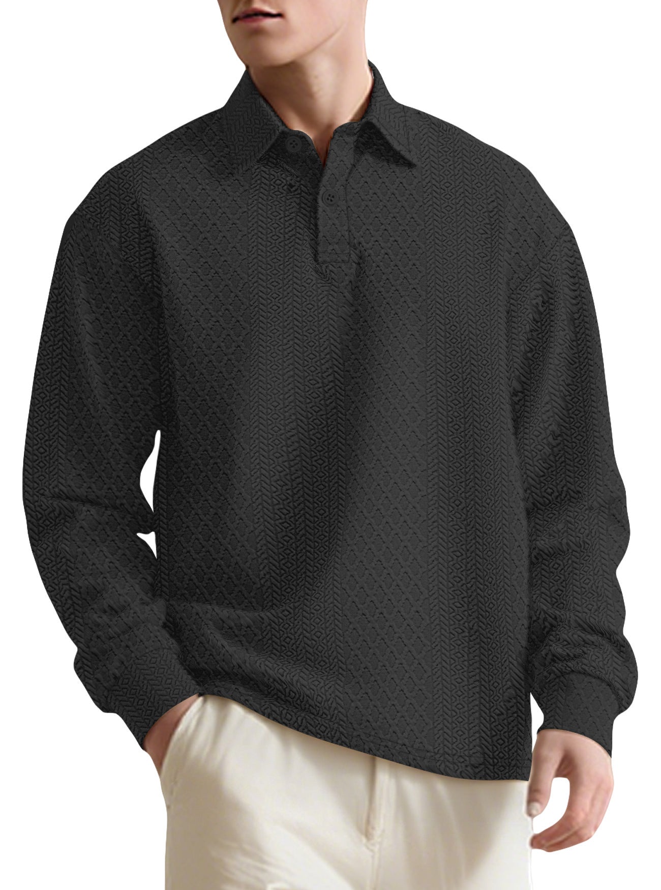 Herren Langarmhemd Modern Strukturiert Elegantes Design