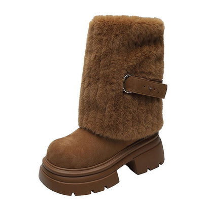 Damen Winterstiefel Warm Kuschelig Fellrobust
