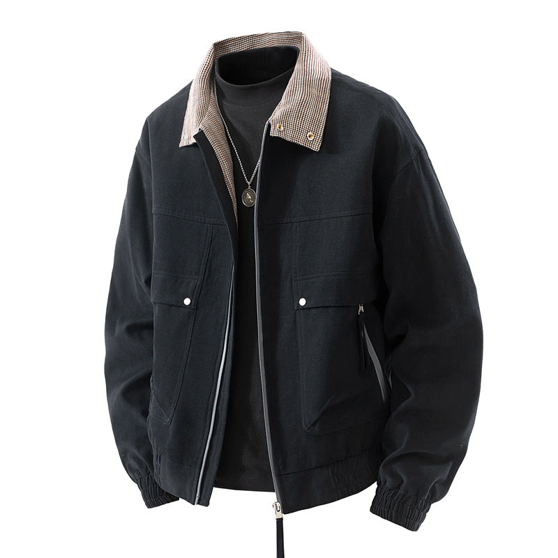 Herren Steppjacke Twill Reißverschluss Korkenzieher Modern