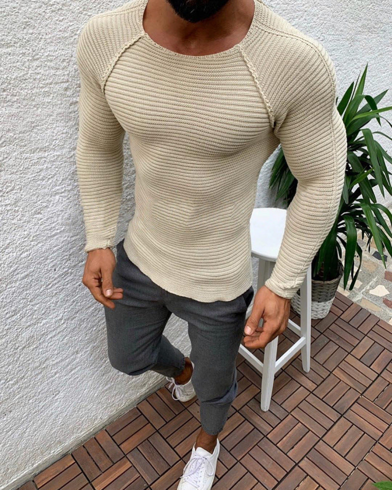 Herren Strickoberteil Slim Fit Atmungsaktiv Modern