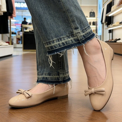 Damen Ballerinas Klassisch mit Schleifendetail Elegantes Design