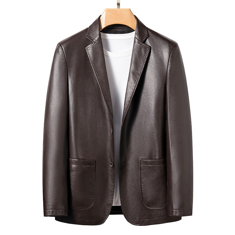 Herren Blazer Kunstleder Moderner Schnitt Eleganter Style