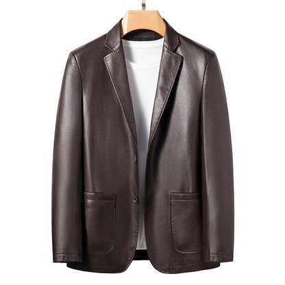 Herren Blazer Kunstleder Moderner Schnitt Eleganter Style
