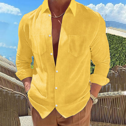 Herren Kord Bluse Modern Trendig Elegant