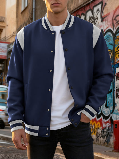 Herren Baseballjacke Sportlich Trendig Schwarz