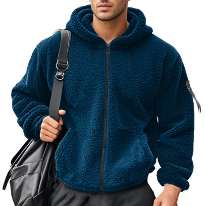 Herren Fleece Hoodie Mit Reißverschluss und Taschen Sportlich