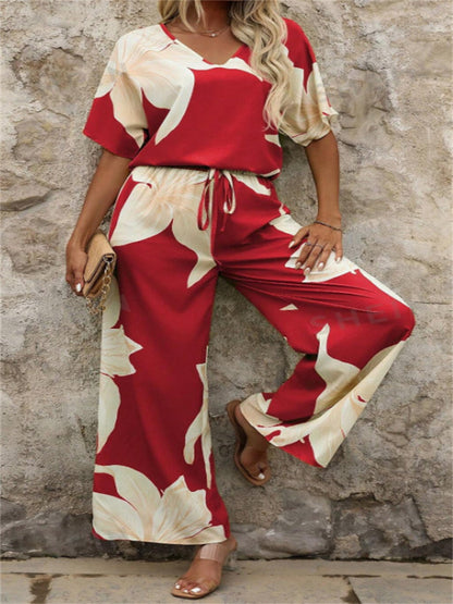 Damen Hosenanzug Elastisch Floral Modern