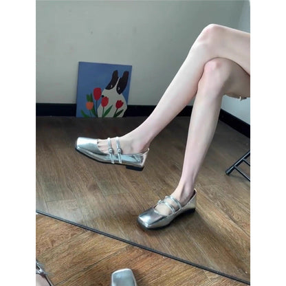 Damen Slipper Elegantes Design Doppelschnalle Metallic - BerlinGlamour