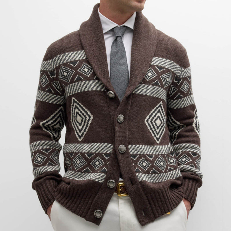 Herren Strickjacke Modern Grafik Muster Klassisch