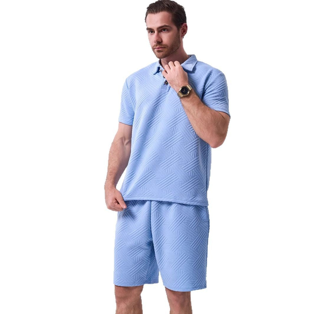 Herren Sportset mit Struktur Oberteil und Shorts