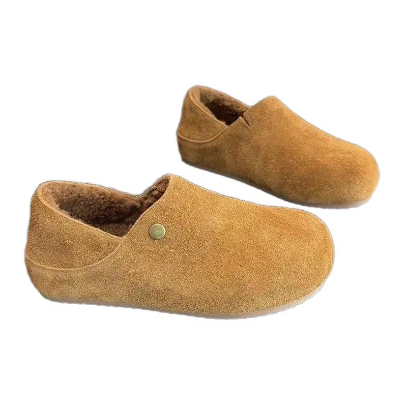 Damen Hausschuhe Weich Veloursleder Warm Futter