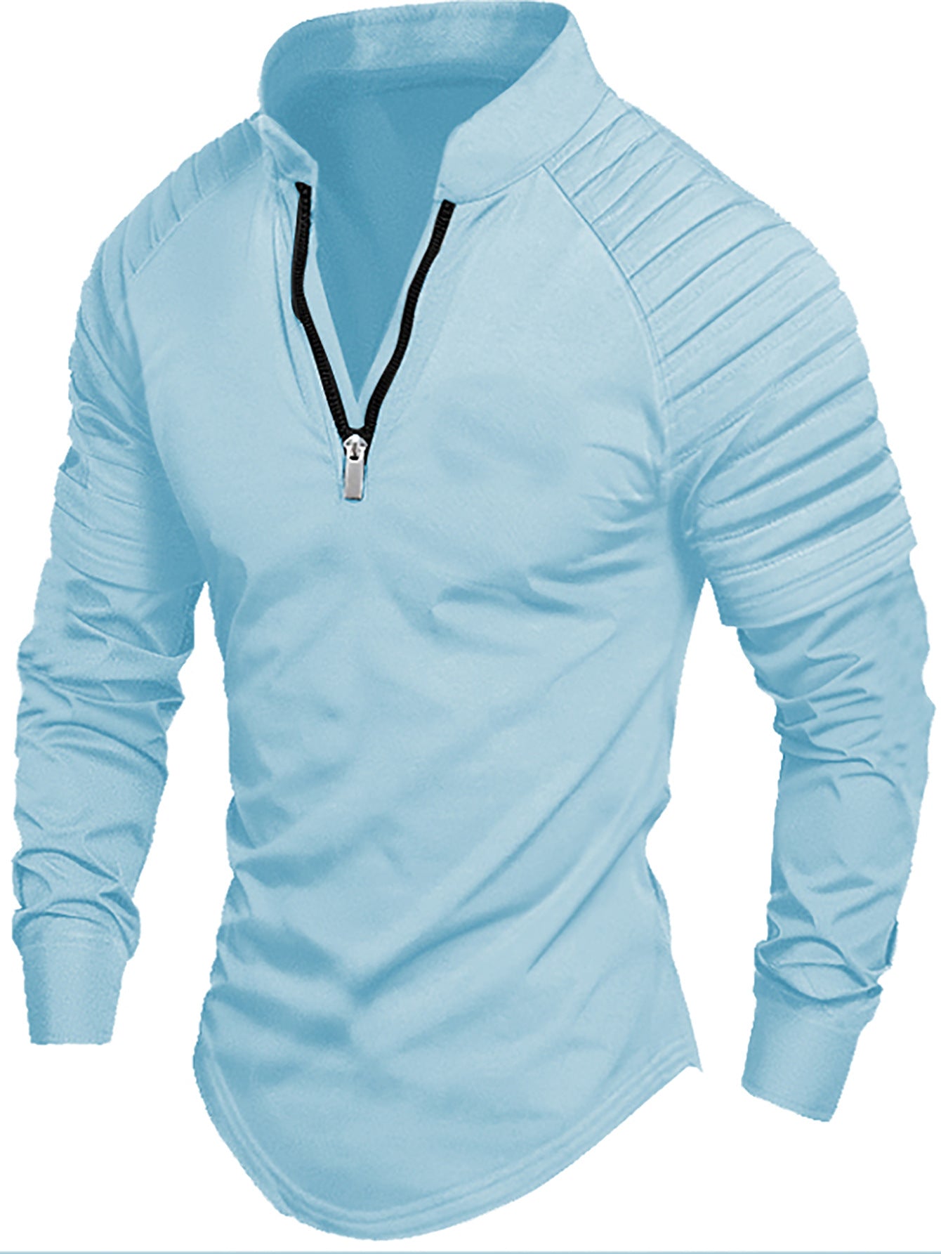 Herren Langarmshirt Sportlich Mit Reißverschluss