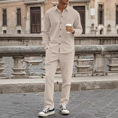 Herren Freizeitanzug Modern mit Hemd und bequemer Hose - BerlinGlamour
