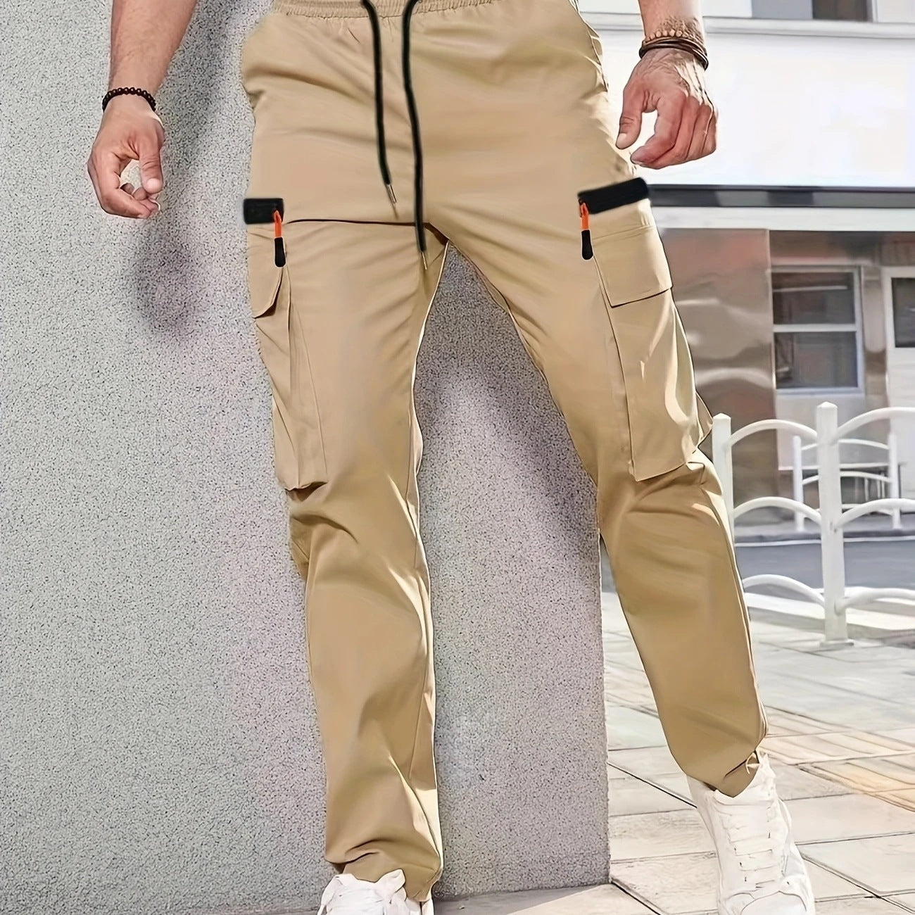 Herren Cargo-Hose Bequem Elastisch Mit Verstellbaren Taschen