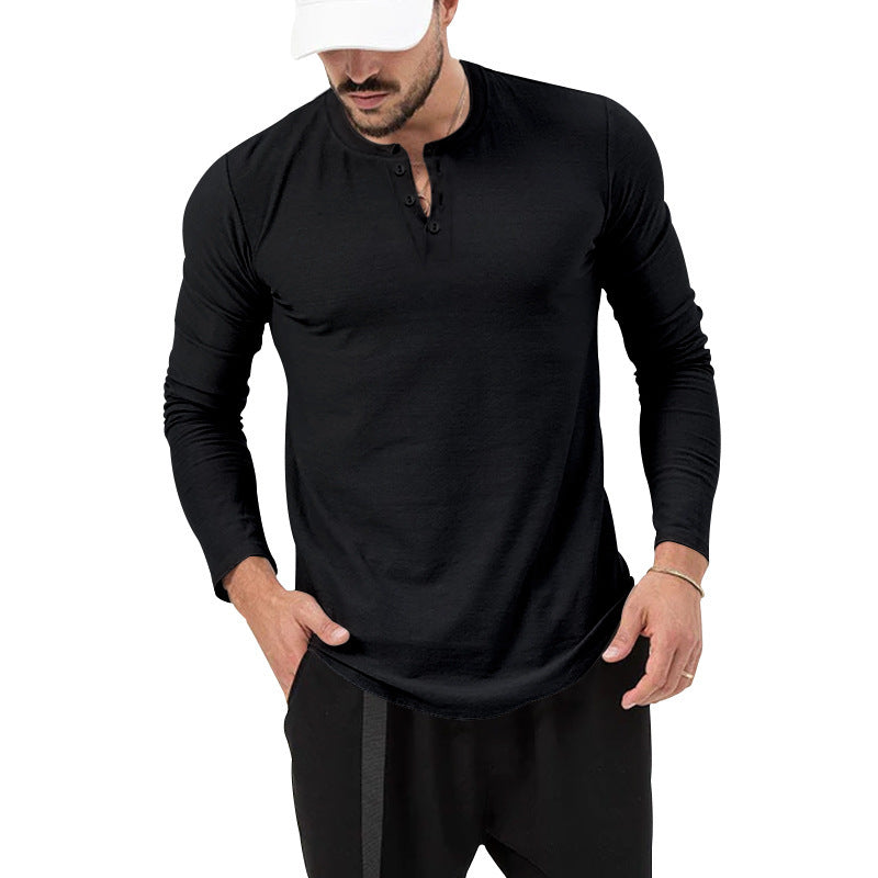 Herren Langarmshirt Mit Knopfverschluss Modern