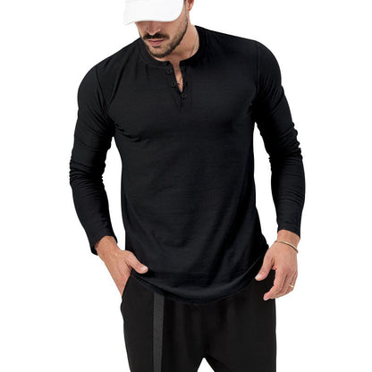 Herren Langarmshirt Mit Knopfverschluss Modern