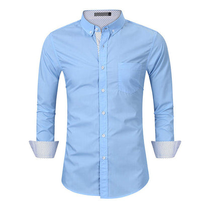 Herren Langarmhemd Modern Slim Fit Kontrast Akzent