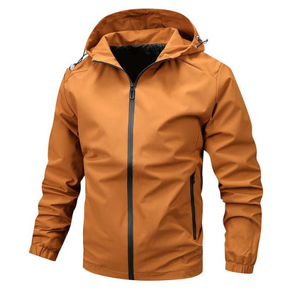 Herren Sportjacke Wasserdicht Kapuze Verstellbar Schwarz