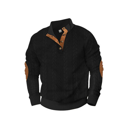 Herren Strickpullover Modern Stehkragen Kontrast Akzent