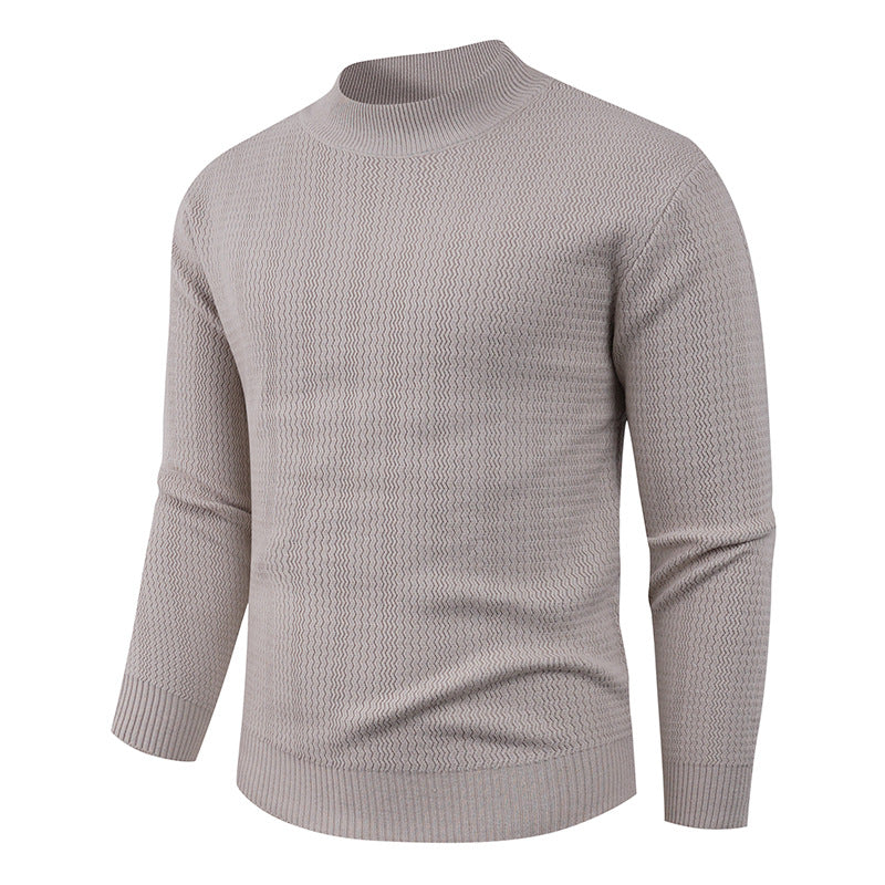Herren Pullover Struktur Optik Modern Hochkragen