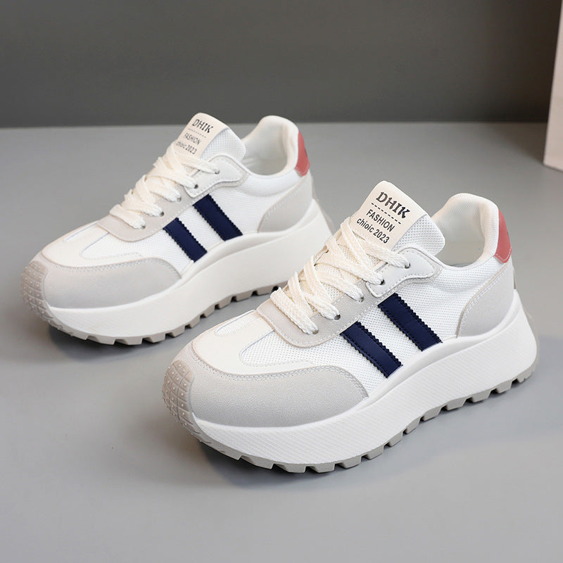 Damen Plateausneaker Hoch Atmungsaktiv Mesh Weiß